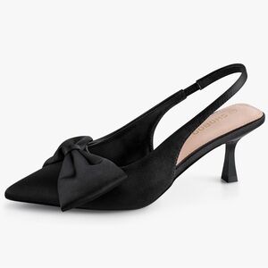 Elegant Black Slingback Heels with Bow